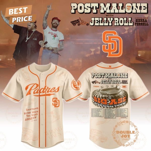 San Diego Padres x Post Malone With Jelly Roll Big Ass Limited Edition Baseball Jersey