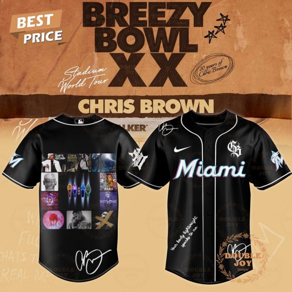 Chris Brown x Los Angeles Dodgers Breezy Bowl XX Tour 2025 Miami Limited Edition Baseball Jersey