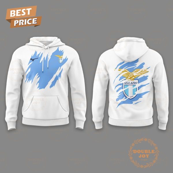Societa Sportiva Lazio Ripped Slash Pattern White Special Edition Hoodie
