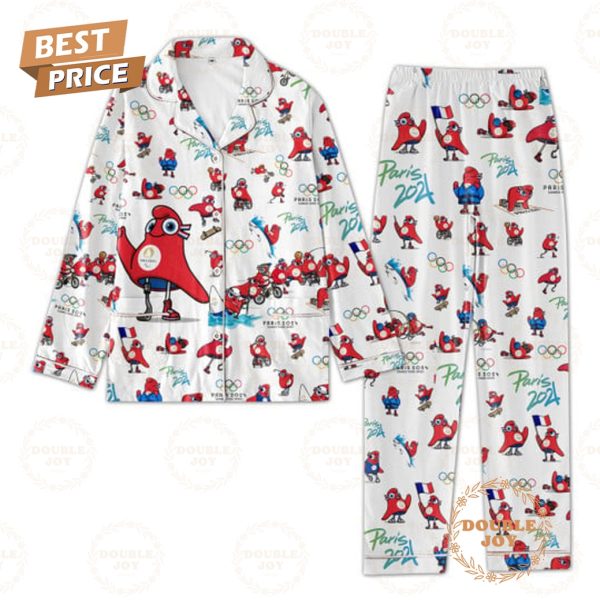 Olympics Paris 2024 Button Down White Pajamas