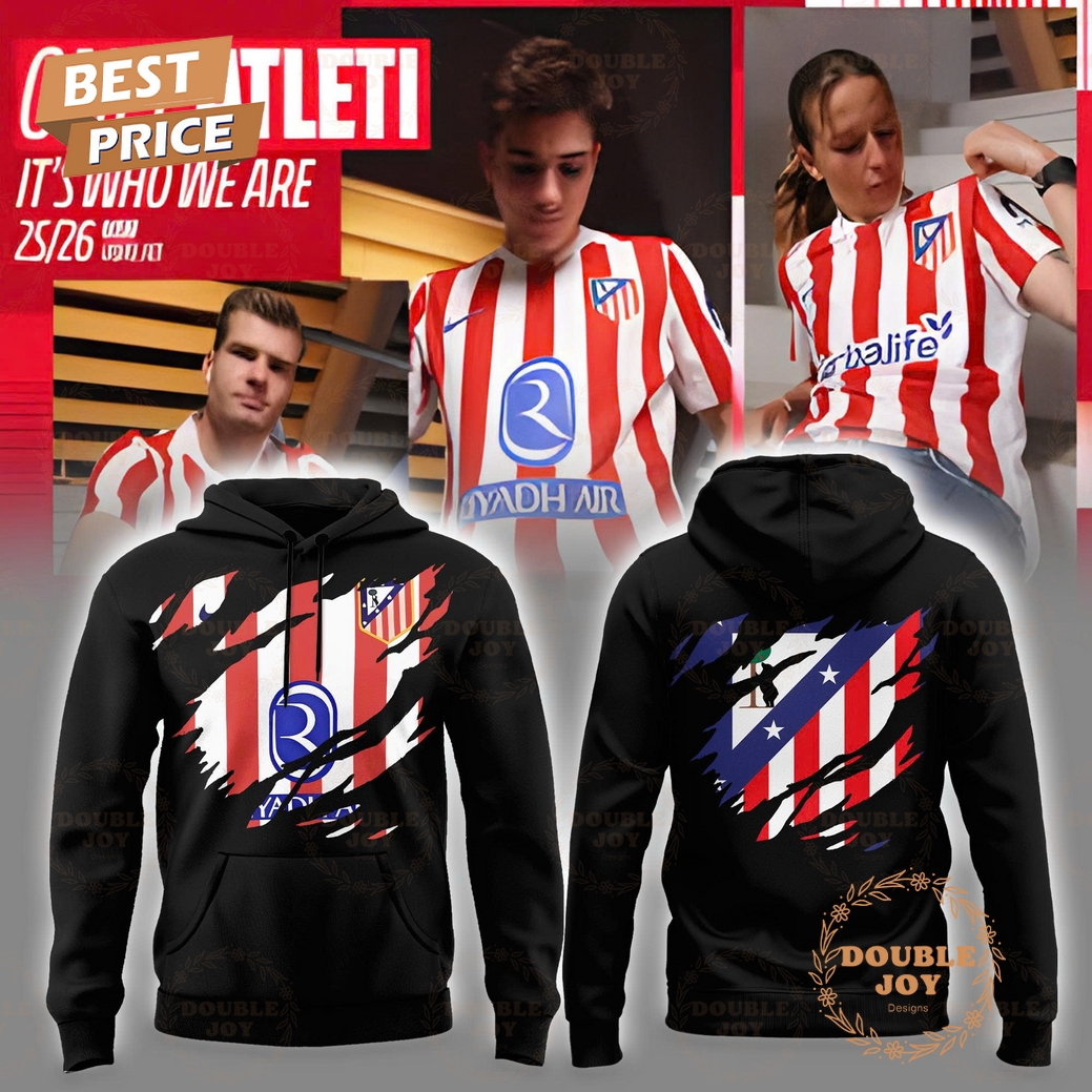Atlético Madrid Ripped Slash Pattern Black Special Edition Hoodie Atlético Madrid Ripped Slash Pattern Black Special Edition Hoodie