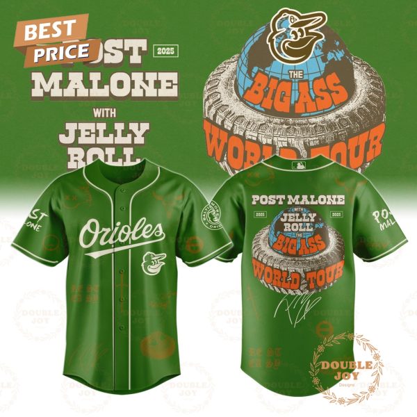 Baltimore Orioles x Post Malone With Jelly Roll The The BIG ASS World Tour 2025 Baseball Jersey