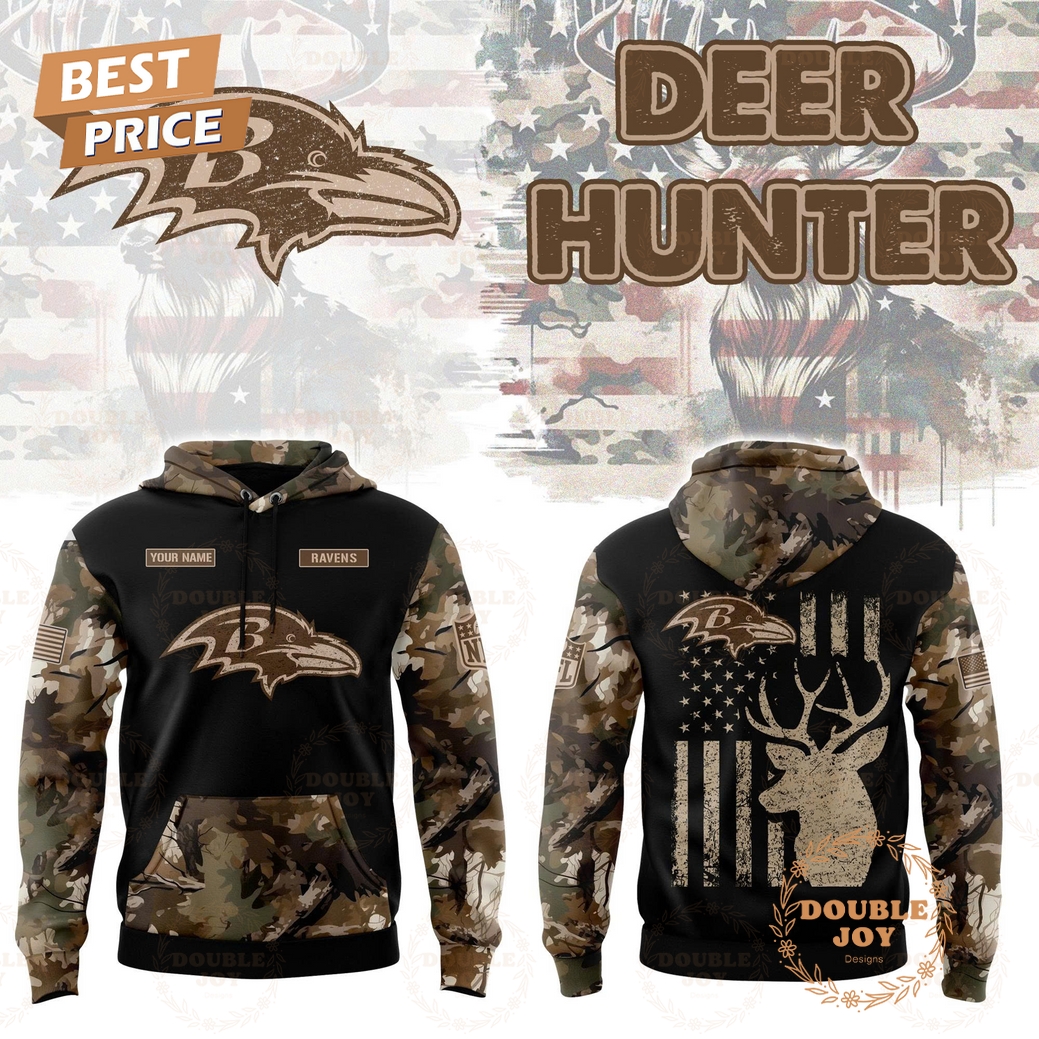 Baltimore Ravens x Deer Hunter Custom Name Special Edition Hoodie Baltimore Ravens x Deer Hunter Custom Name Special Edition Hoodie