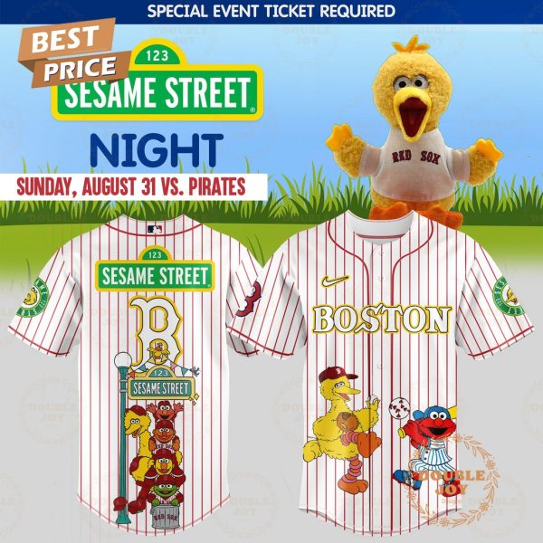 Boston Red Sox x 123 Sesame Street Night Special Edition Striped White Baseball Jersey
