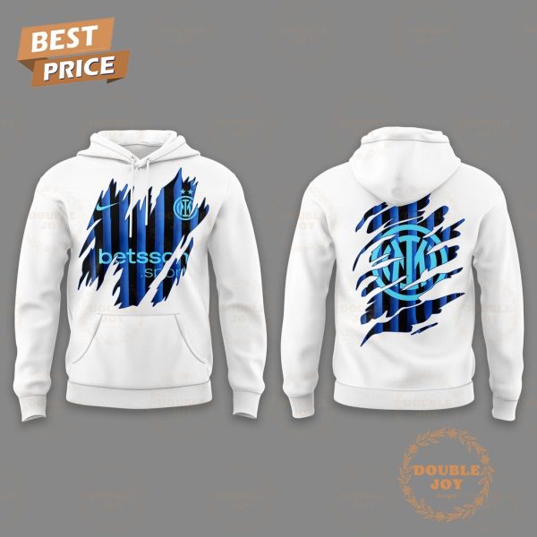 Inter Milan Ripped Slash Pattern White Special Edition Hoodie