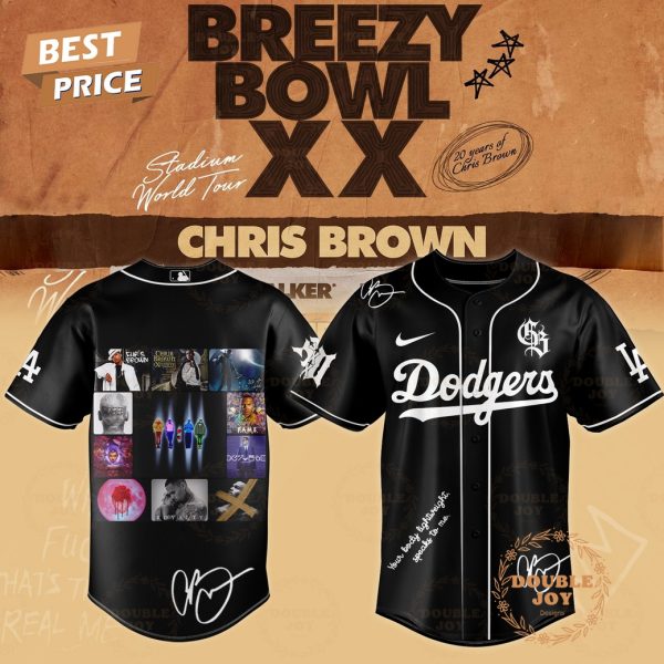 Chris Brown x Los Angeles Dodgers Breezy Bowl XX Tour 2025 Limited Edition Baseball Jersey