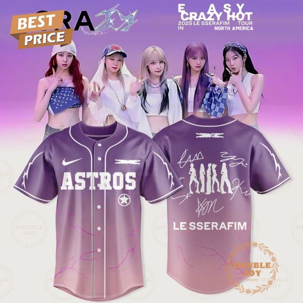 Houston Astros x LE SSERAFIM 2025 Tour Easy Crazy Hot Violet Baseball Jersey