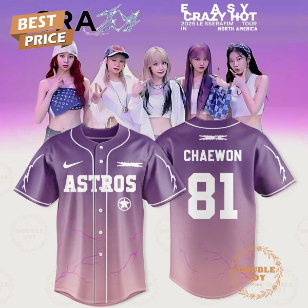 Houston Astros x LE SSERAFIM-Chaewon 2025 Tour Easy Crazy Hot Violet Baseball Jersey