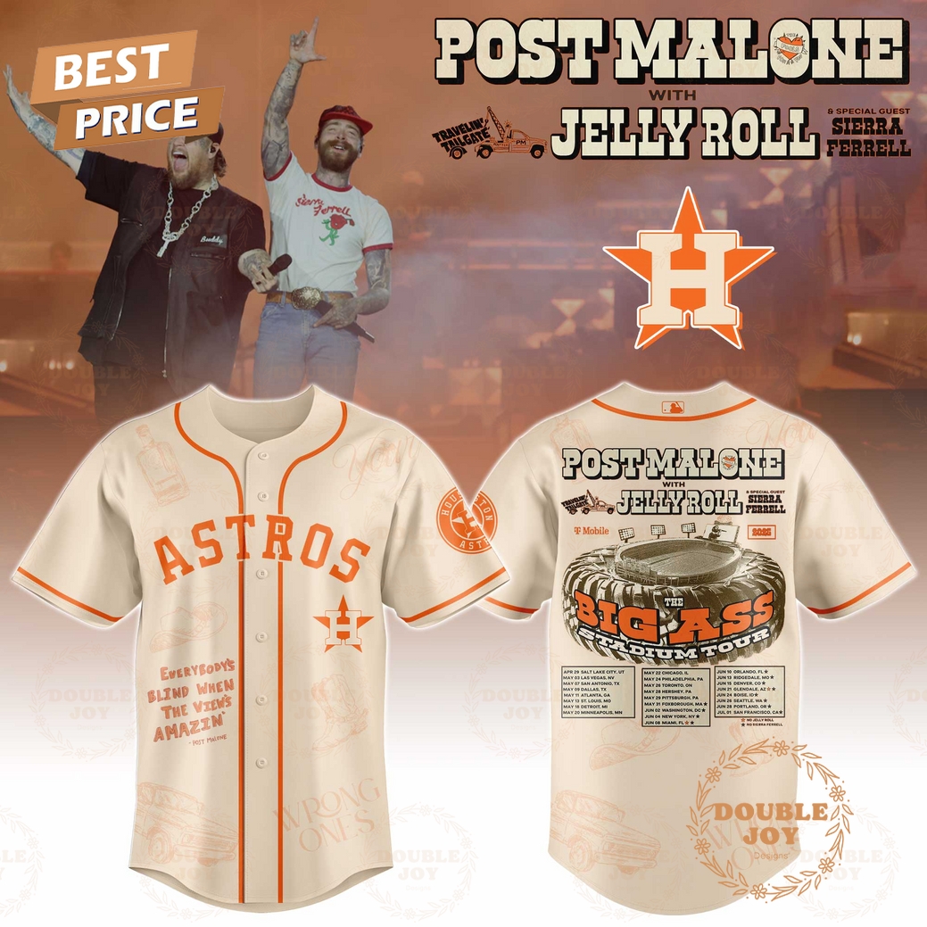 Houston Astros x Post Malone With Jelly Roll Big Ass Limited Edition Baseball Jersey Houston Astros x Post Malone With Jelly Roll Big Ass Limited Edition Baseball Jersey