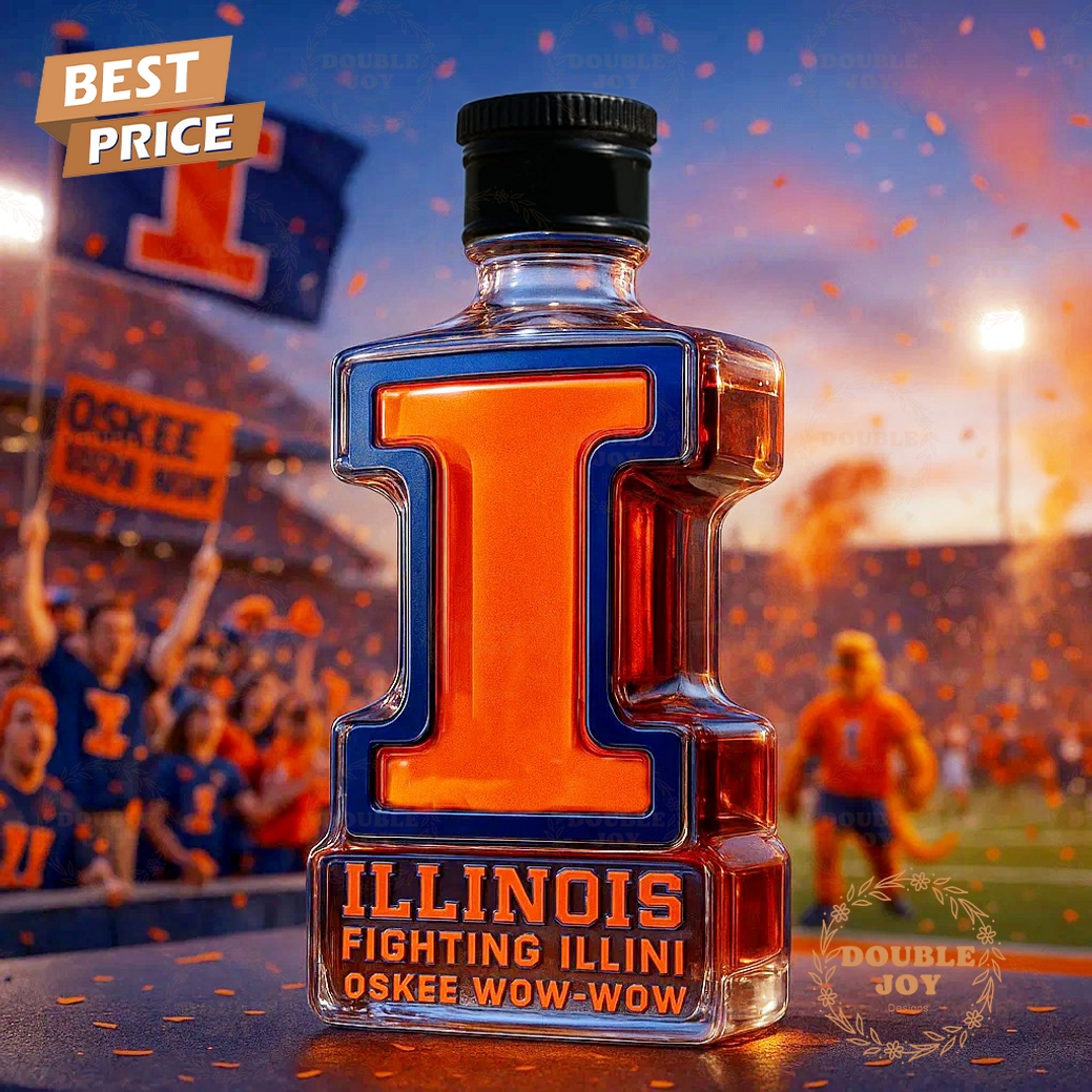 Illinois Fighting Illini Oskee Wow-Wow Whiskey Bottle