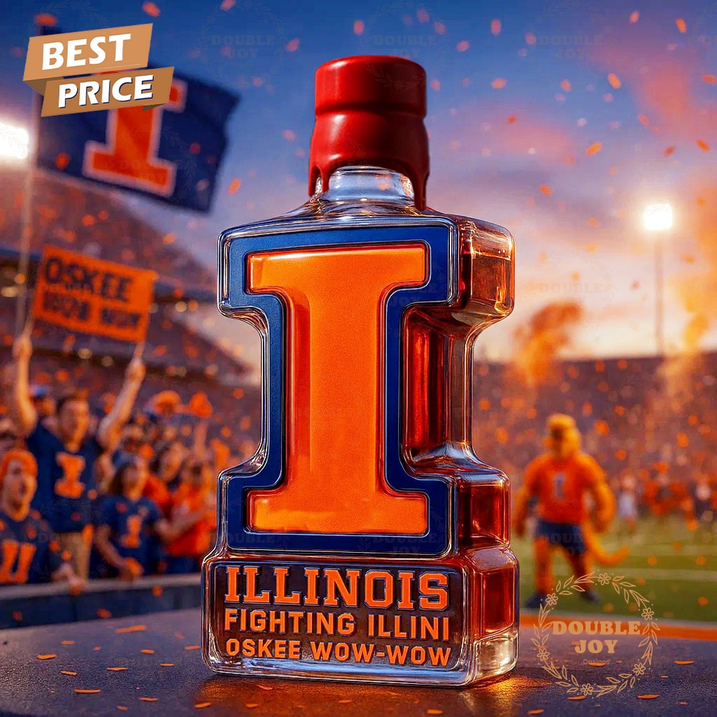 Illinois Fighting Illini Oskee Wow-Wow Whiskey Bottle