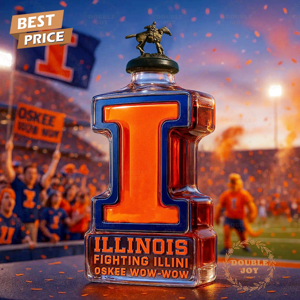 Illinois Fighting Illini Oskee Wow-Wow Whiskey Bottle