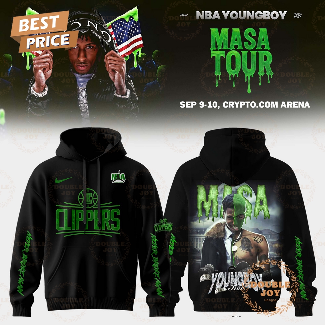 Los Angeles Clippers x NBA YoungBoy-MASA Tour Black Hoodie Los Angeles Clippers x NBA YoungBoy-MASA Tour Black Hoodie