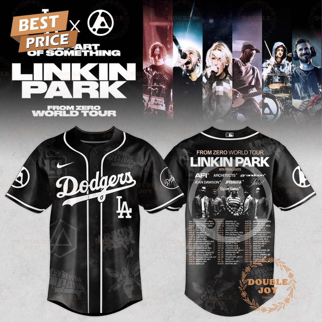 Los Angeles Dodgers x LINKIN PARK From Zero World Tour Black Baseball Jersey Los Angeles Dodgers x LINKIN PARK From Zero World Tour Black Baseball Jersey