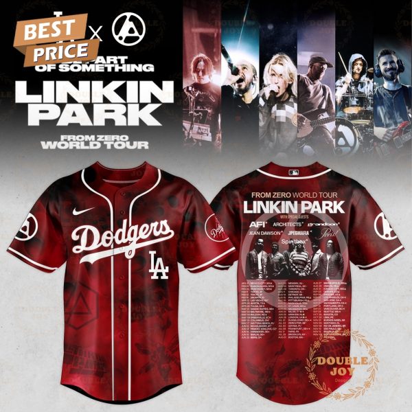 Los Angeles Dodgers x LINKIN PARK  From Zero World Tour Red Baseball Jersey