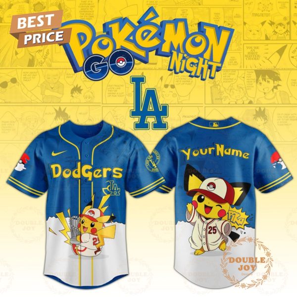 Los Angeles Dodgers x Pokémon GO Night Custom Name Special Design Baseball Jersey