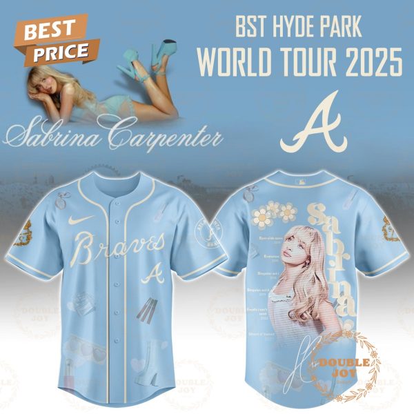 Atlanta Braves x Sabrina Carpenter World Tour 2025 BST Hyde Park Blue Baseball Jersey