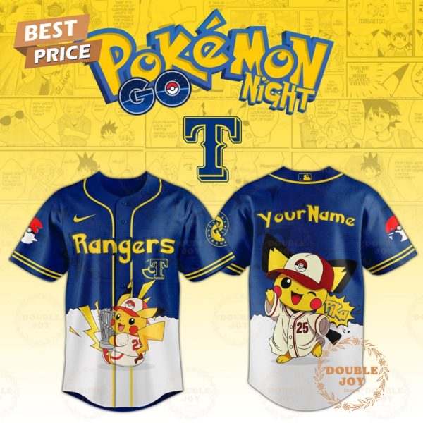 Texas Rangers x Pokémon GO Night Custom Name Special Design Baseball Jersey