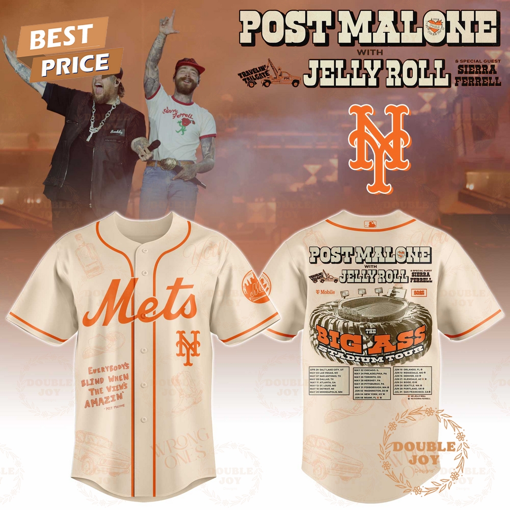 New York Mets x Post Malone With Jelly Roll Big Ass Limited Edition Baseball Jersey New York Mets x Post Malone With Jelly Roll Big Ass Limited Edition Baseball Jersey