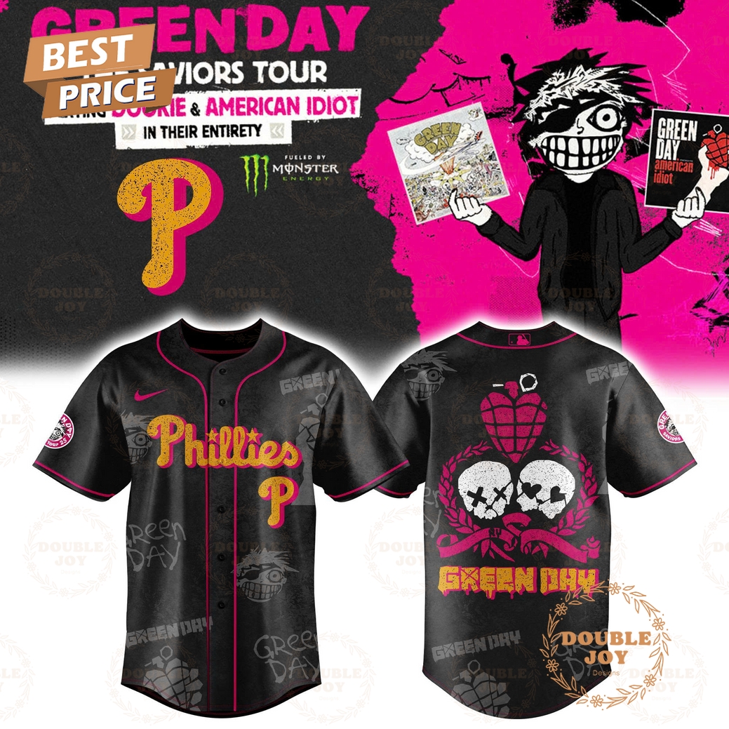 Philadelphia Phillies x Green Day The Saviors Tour 2025 Limited Edition Baseball Jersey Philadelphia Phillies x Green Day The Saviors Tour 2025 Limited Edition Baseball Jersey