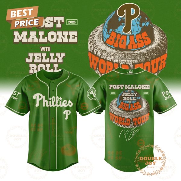 Philadelphia Phillies x Post Malone With Jelly Roll The The BIG ASS World Tour 2025 Baseball Jersey