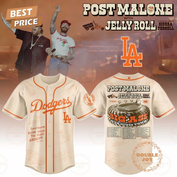 Los Angeles Dodgers x Post Malone With Jelly Roll Big Ass Limited Edition Baseball Jersey