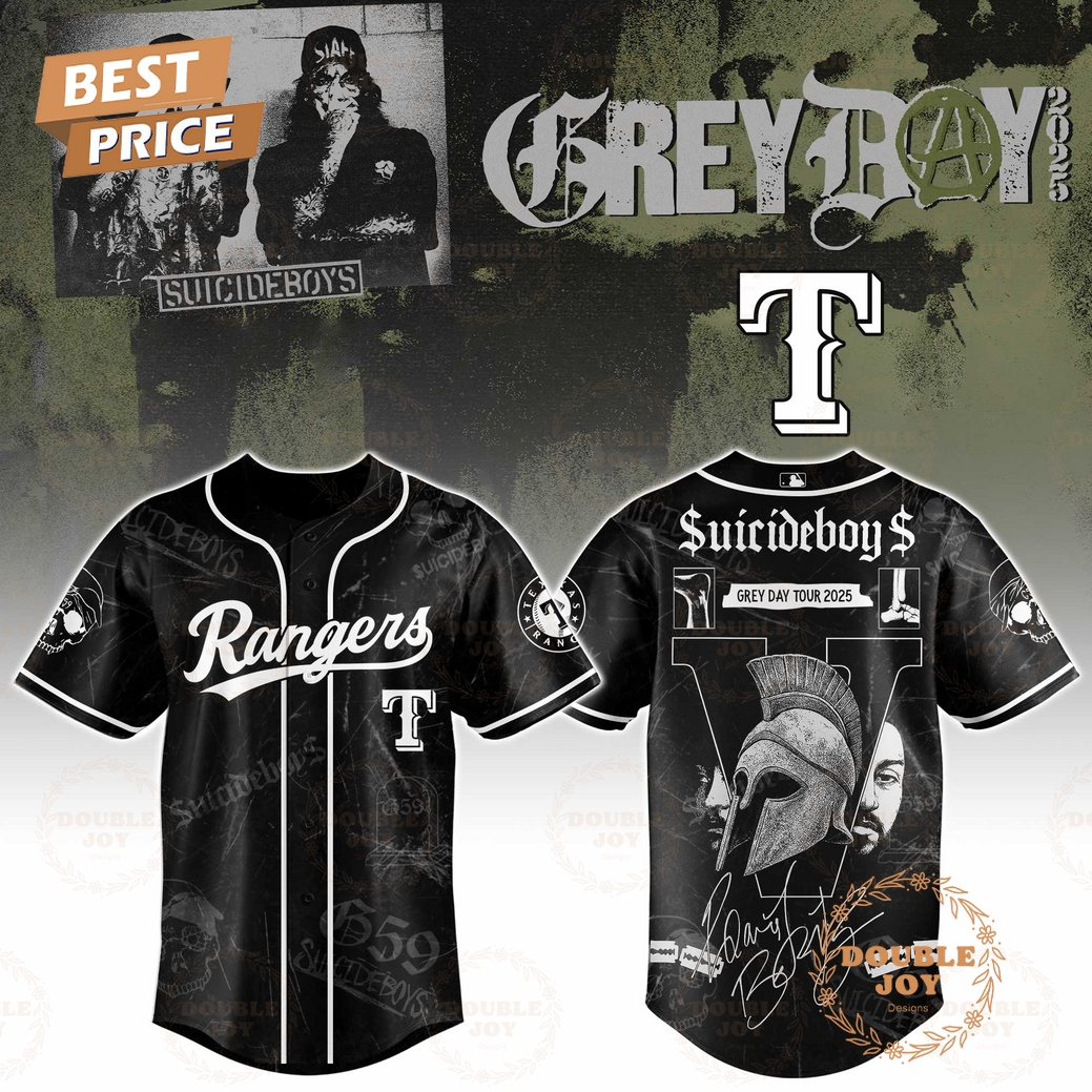 Texas Rangers x Suicideboys Grey Day Tour Limited Edition 2025 Baseball Jersey Texas Rangers x Suicideboys Grey Day Tour Limited Edition 2025 Baseball Jersey