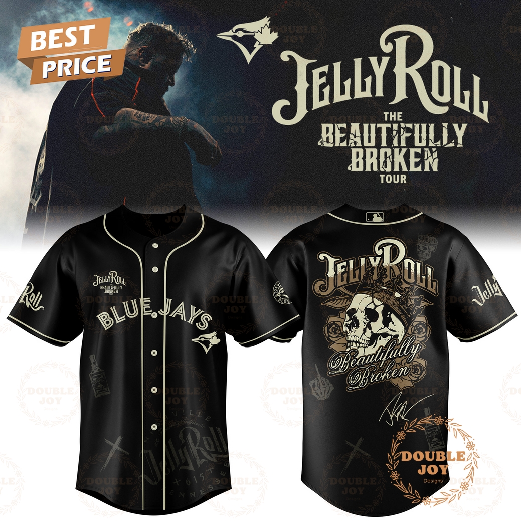 Toronto Blue Jays x Jelly Roll Tour The Beautiflly Broken Baseball Jersey Toronto Blue Jays x Jelly Roll Tour The Beautiflly Broken Baseball Jersey