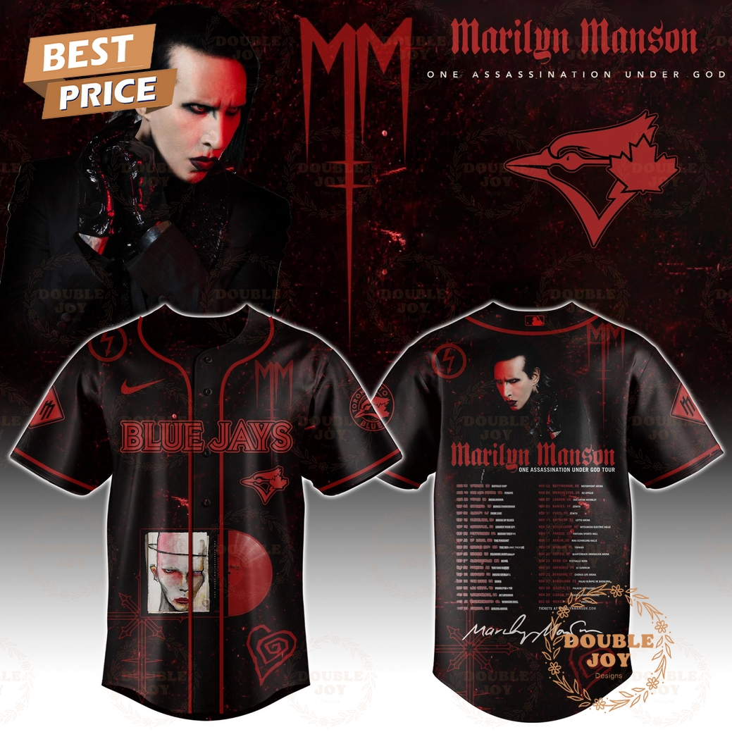 Toronto Blue Jays x Marilyn Manson Tour 2025 One Assassination Under God Baseball Jersey Toronto Blue Jays x Marilyn Manson Tour 2025 One Assassination Under God Baseball Jersey
