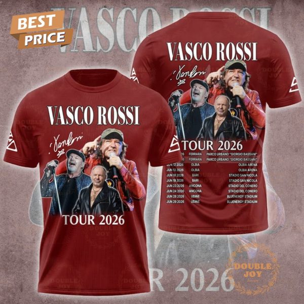 Vasco Rossi Tour 2026 Red Limited Edition  T-Shirt, Hoodie