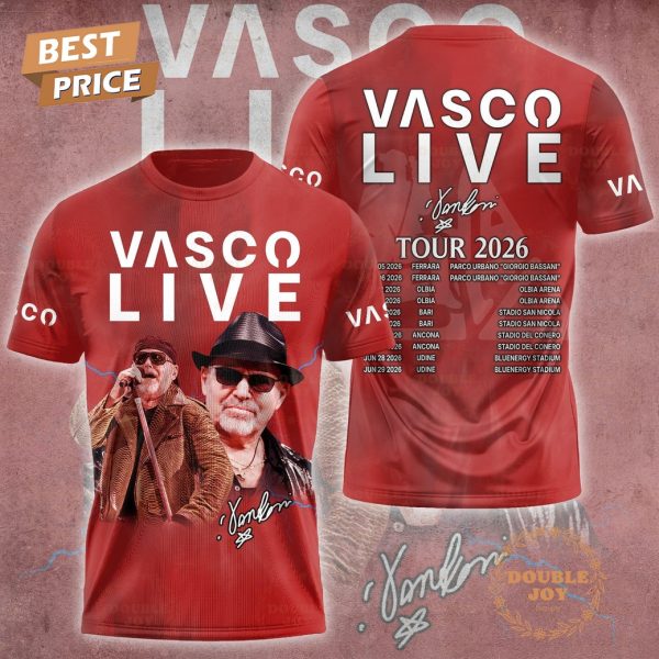 Vasco Rossi Tour 2026 Special Edition Red T-Shirt, Hoodie