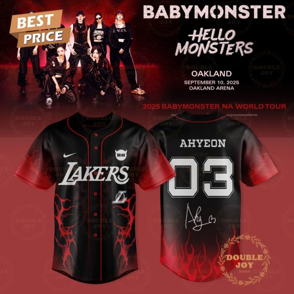 Los Angeles Lakers – Tour 2025 BABYMONSTER Ahyeon Number 03 Baseball Jersey