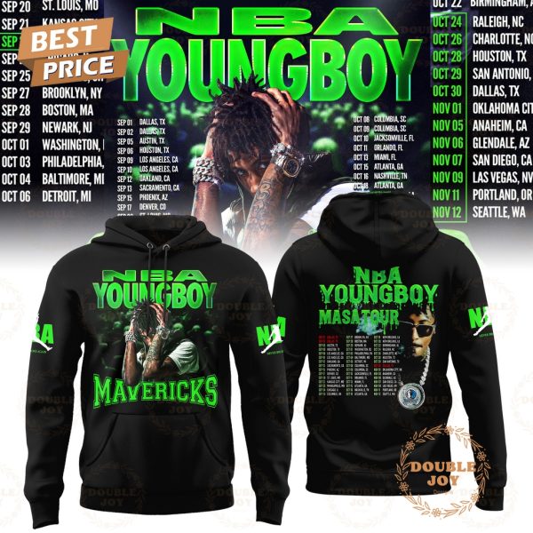 Dallas Mavericks x NBA YOUNGBOY Tour MASA 2025 Black Hoodie