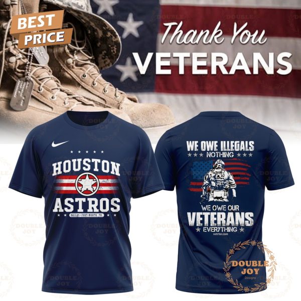 Houston Astros Thank You Veterans Day 2025 T-Shirt, Hoodie – Blue