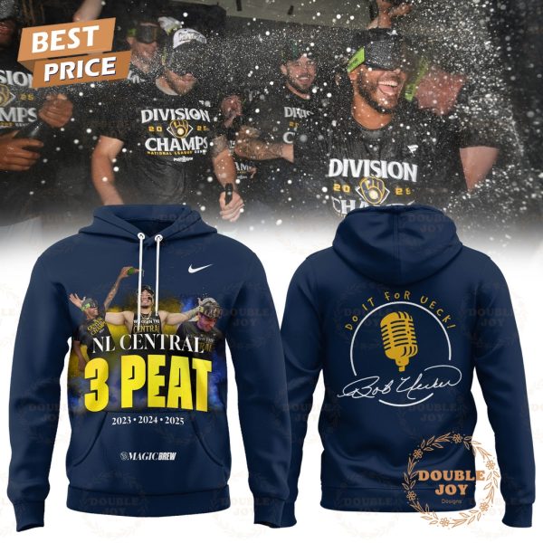 Milwaukee Brewers x NL CENTRAL 3 PEAT The 2025 Brewers Playoff Blue Hoodie
