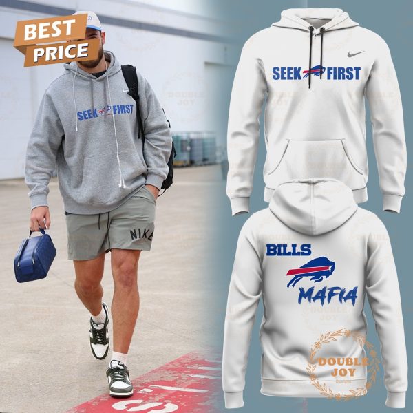 Buffalo Bills Mafia Seek First 2025 Hoodie – White