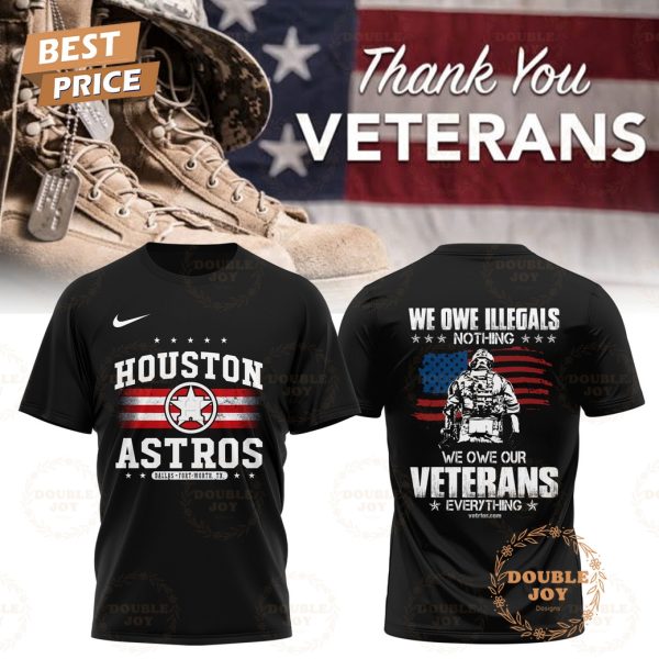 Houston Astros Thank You Veterans Day 2025 T-Shirt, Hoodie – Black