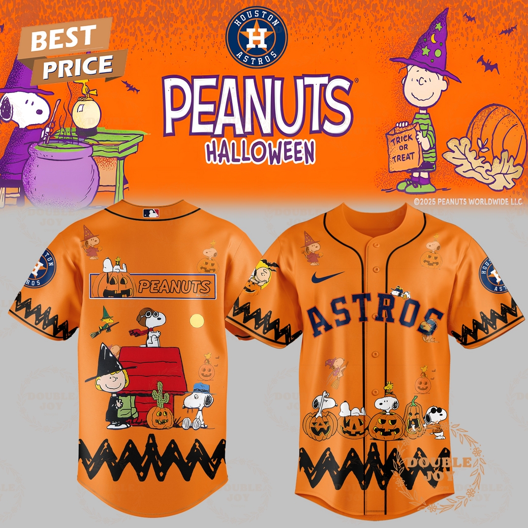 Houston Astros x Halloween Peanuts Orange Baseball Jersey Houston Astros x Halloween Peanuts Orange Baseball Jersey