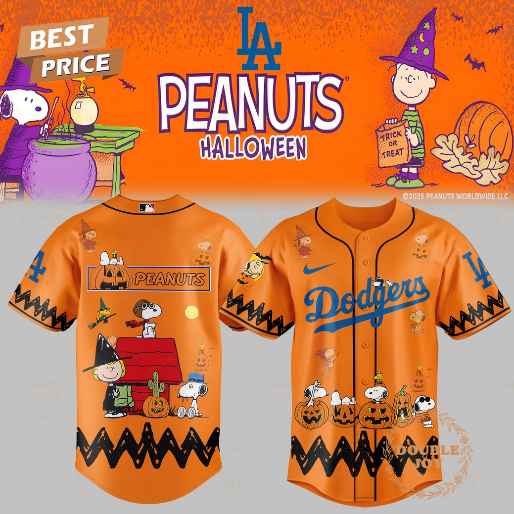 Los Angeles Dodgers x Halloween Peanuts Orange Baseball Jersey Los Angeles Dodgers x Halloween Peanuts Orange Baseball Jersey