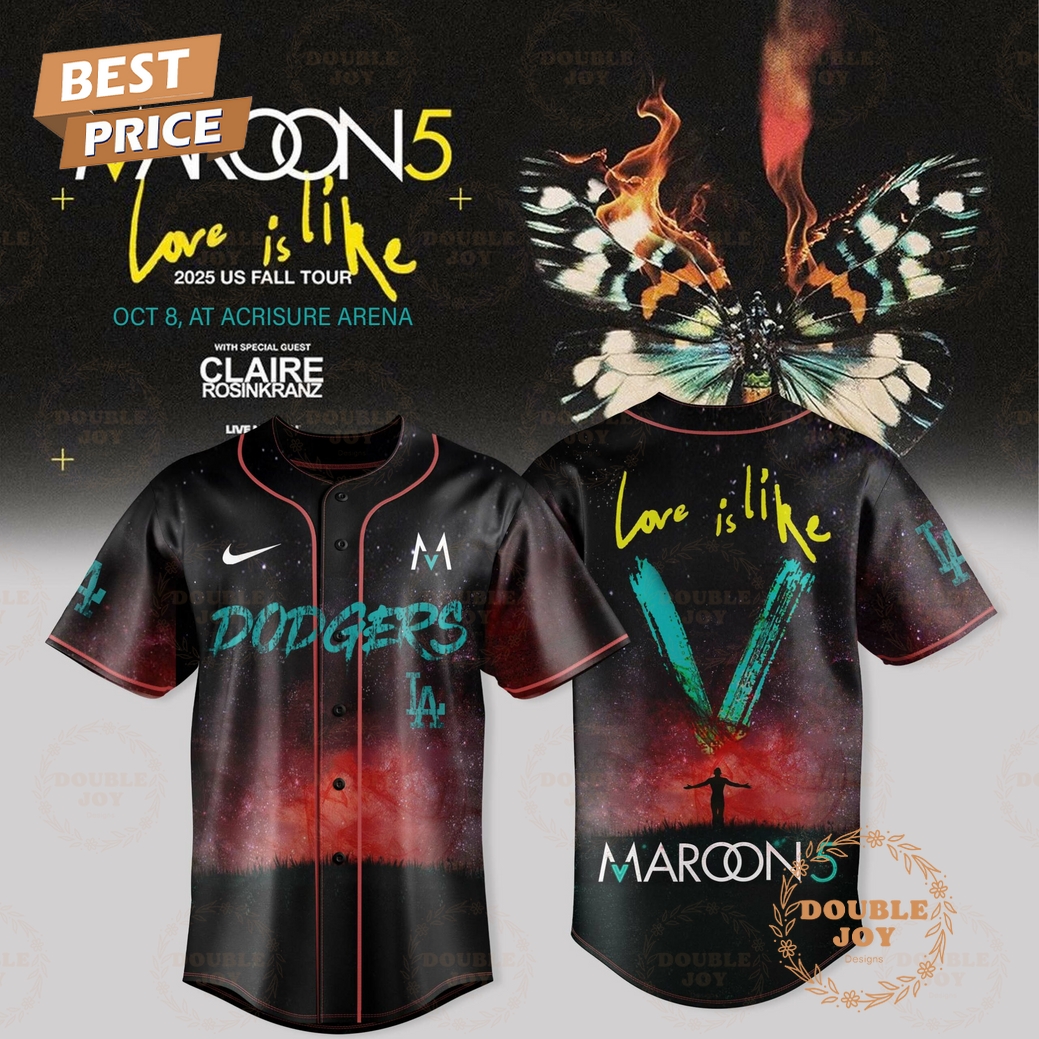 Los Angeles Dodgers x Maroon 5 - US Fall Tour 2025 Love Is Like Baseball Jersey Los Angeles Dodgers x Maroon 5 - US Fall Tour 2025 Love Is Like Baseball Jersey