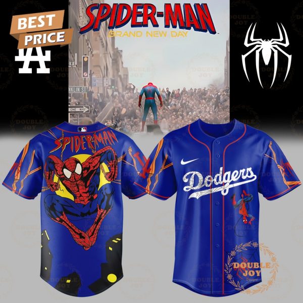 Los Angeles Dodgers x Spider Man – Brand New Day 2025 Blue Edition Baseball Jersey