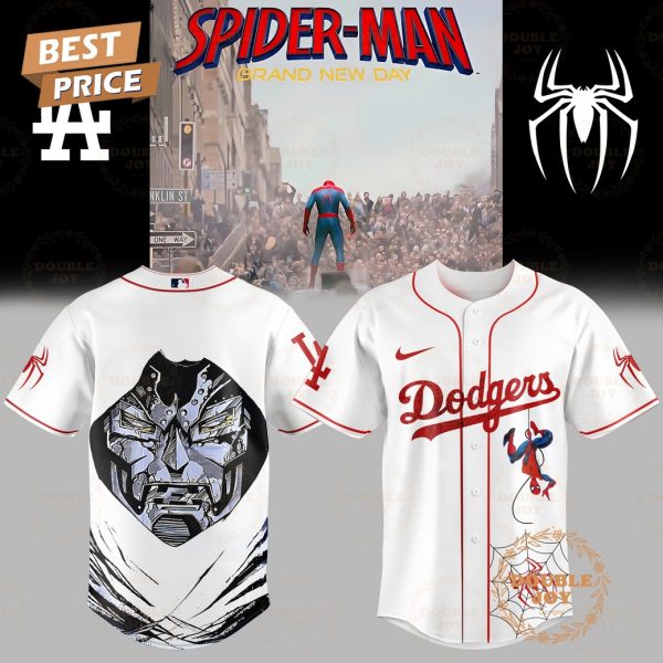 Los Angeles Dodgers x Spider Man – Brand New Day 2025 Dr.Doom White Edition Baseball Jersey