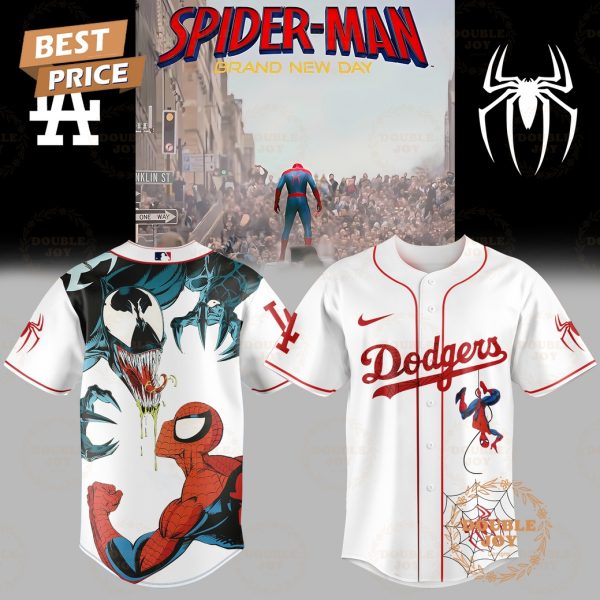 Los Angeles Dodgers x Spider Man – Brand New Day 2025 Venom V2 White Edition Baseball Jersey