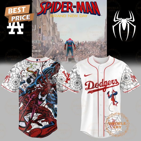 Los Angeles Dodgers x Spider Man – Brand New Day 2025 Venom White Edition Baseball Jersey