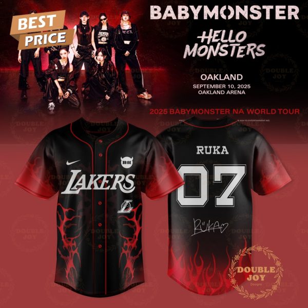 Los Angeles Lakers – Tour 2025 BABYMONSTER Ruka Number 07 Baseball Jersey