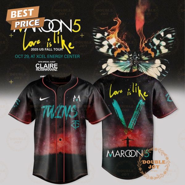 Minnesota Twins x Maroon 5 – US Fall Tour 2025 Love Is Like Baseball Jersey