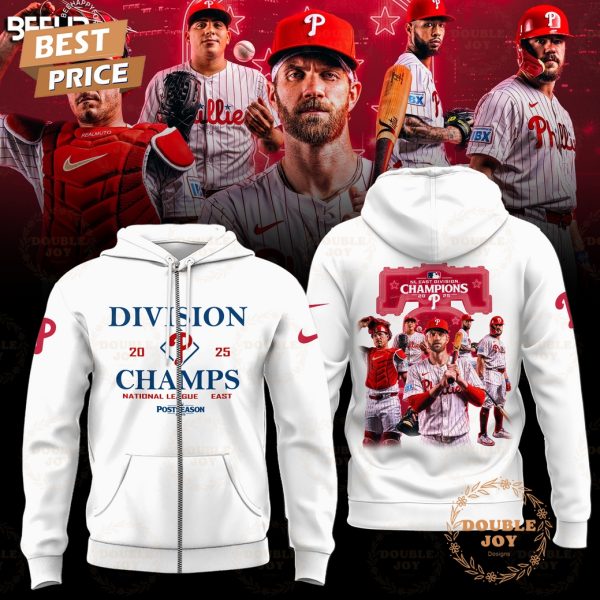 Philadelphia Phillies 2025 NL East Division Champs Hoodie – White