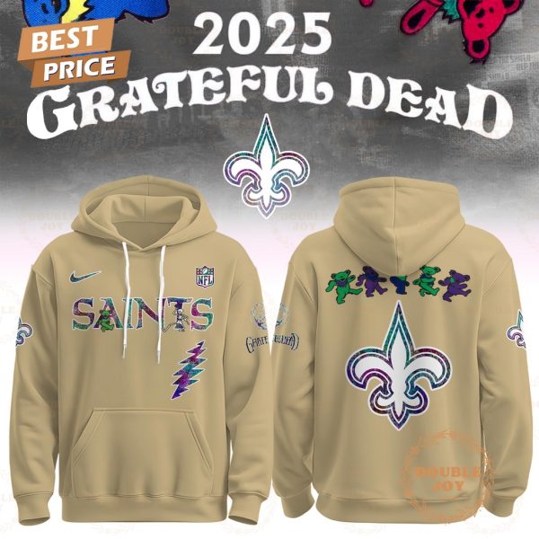 New Orleans Saints x Grateful Dead Night Beige 2025 Hoodie