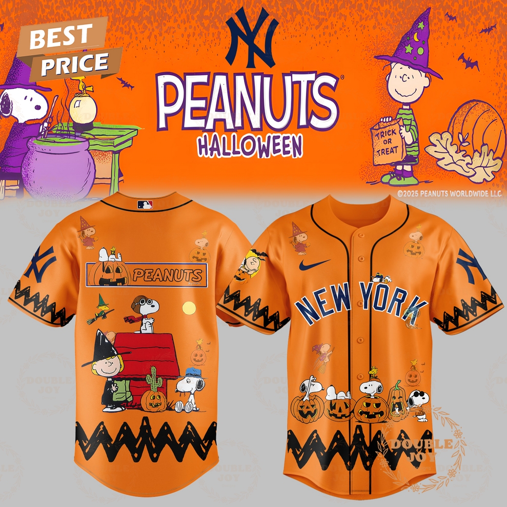 New York Yankees x Halloween Peanuts Orange Baseball Jersey New York Yankees x Halloween Peanuts Orange Baseball Jersey