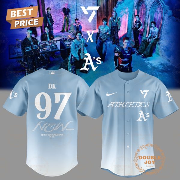 Oakland Athletics x SEVENTEEN DK Num97 World Tour 2025 Sky Blue Baseball Jersey